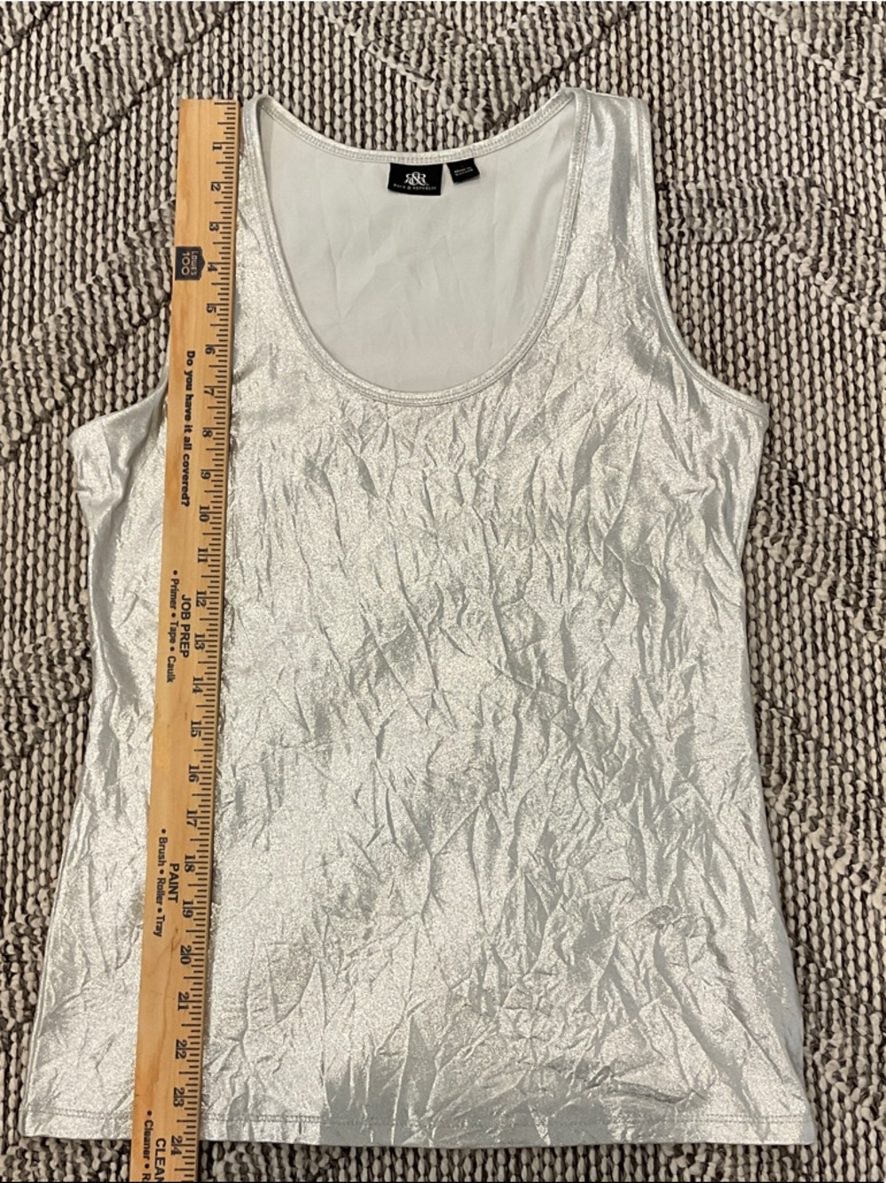Rock & Republic Metallic Silver Scoop Tank